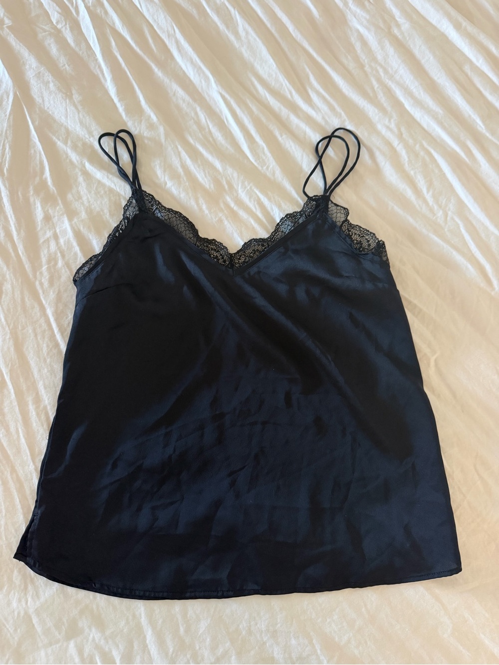 Abercrombie & Fitch Black Lace-Trim Satin Cami